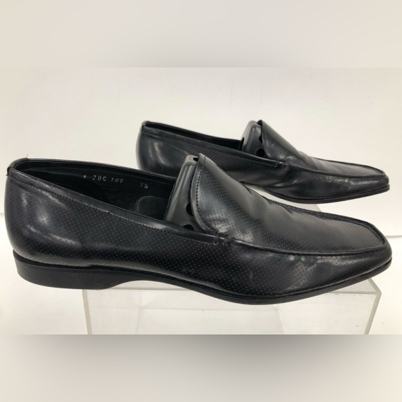 LUXURY PRADA LOAFER SHOES BUSINESS 2DC109 BLACK PIQUEE LEATHER - Picture 3 of 10